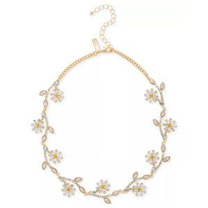New INC Gold-Tone Mixed Stone Flower All-Around Collar Necklace
